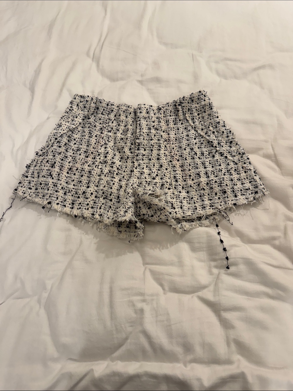 Anthropologie Cream and Black Tweed High-Waist Shorts